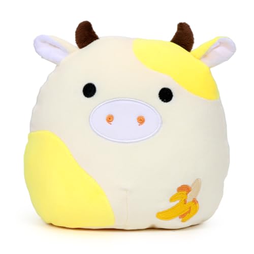 Zaloife Banane Kuh Plüschtier Gelb, Kuscheltier Banane Kuh 20cm, Stofftier Kuh Plush, Lustiges Superweiches Kuh Plüsch Puppe Geschenk für Kinder von Zaloife