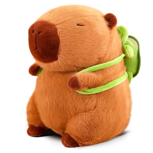 Zaloife Kuscheltier Capybara 23 cm, Plüschtier Capybara mit Schildkrötenrucksack, Stofftier Braun, Plüsch Kissen Puppe Spielzeug Geschenk für Fans Kinder A1 von Zaloife