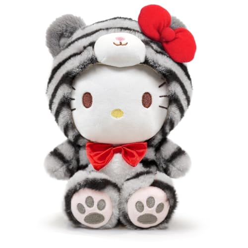 Zaloife Kuscheltier Grau Tiger, Plüschtier Plush 25cm, Stofftier Plüsch Spielzeug Puppe Geburtstage Party Festival Geschenk für Mädchen Jungen Kinder Fans von Zaloife