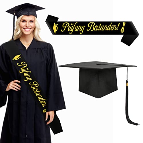 Zaloife Prüfung Bestanden Abschluss Hut und Schärpe, ABI 2024 Geschenk, Graduation Dekoration Unisex, Schärpe & Absolventenhut für Abitur Bachelor Master Abschluss Party von Zaloife