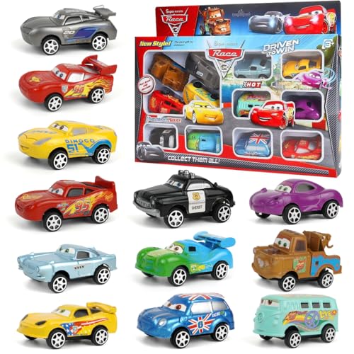 Zaloife Toy Car Set, 12 Pieces Cars Spielzeug, Auto-Kuchendekoration， Kinderidee Spielfahrzeuge, Cars Auto, Mini Auto Tortendekoration, Small Vehicles for Children von Zaloife