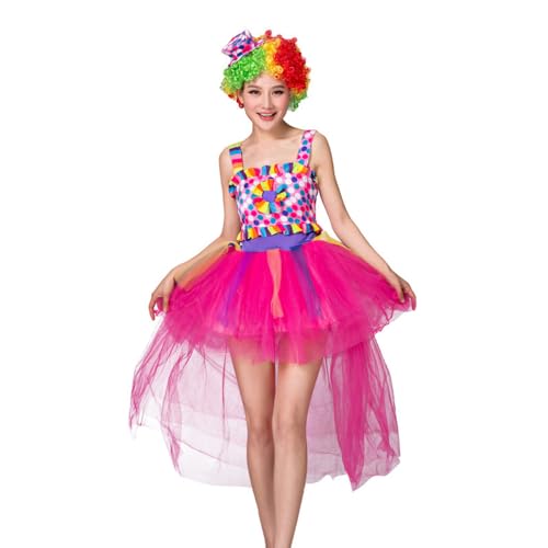 Damen Clown Kostüm Set, Frauen Zirkus Clown Kleid für Halloween Cosplay Karneval, Erwachsene Freakshow Clown Kostüm Kleid von Zalvivia