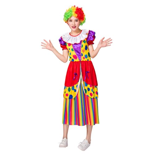 Damen Clown Kostüm Set, Frauen Zirkus Clown Kleid für Halloween Cosplay Karneval, Erwachsene Freakshow Clown Kostüm Kleid von Zalvivia