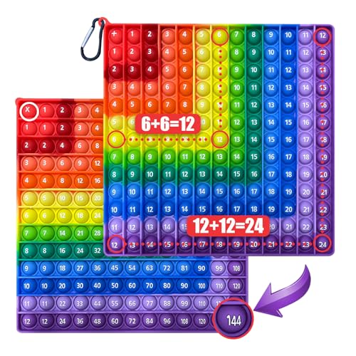 Zamety Pop It Fidget Toys Plopper Spielzeug, 20x20cm Pop It Spiel, Multiplikation und Addition Popit Lernspielzeug, Doppelseitig Anti Stress Spielzeug, Push Bubble Fidget Toy für Kinder und Erwachsene von Zamety