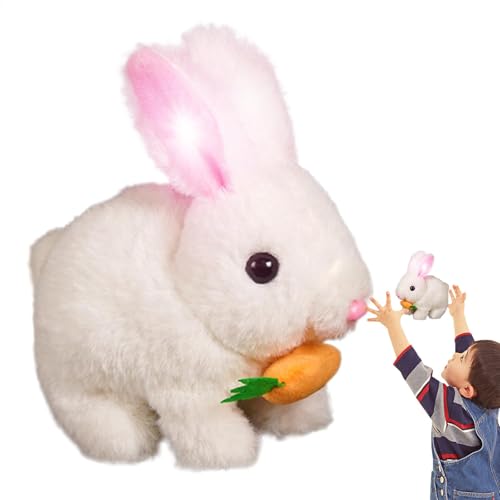 Zankie Mein realistisches Hasenspielzeug - Realistic Bunny Soft Toy Light Up Kaninchen Spielzeug ha se gefülltes Tier mit Sounds handgefertigt interaktives lustiges Hasenspielzeug für Kinder von Zankie