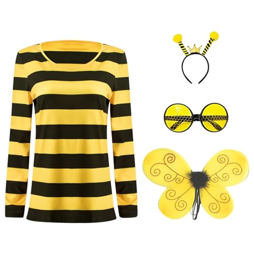 Faschingskostüme Damen, Bienenkostüm Erwachsene Festivals Lustige Grosse Grössen Bienen Kostüm Set Mit Accessoires Faschingskostüme Damen Karneval Kostüm Damen Für Halloween Rollenspiele Party von Zannycn