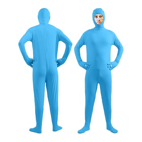 Ganzkörperanzug Damen Grün, Ganzkörperanzug Damen Herren Unsichtbarer Ganzkörper Kostüm Bodysuit Unisex Zentai Suit Jumpsuit Open Face Faschingskostüme Einteilige Cosplay Overall Karneval Kostüm von Zannycn