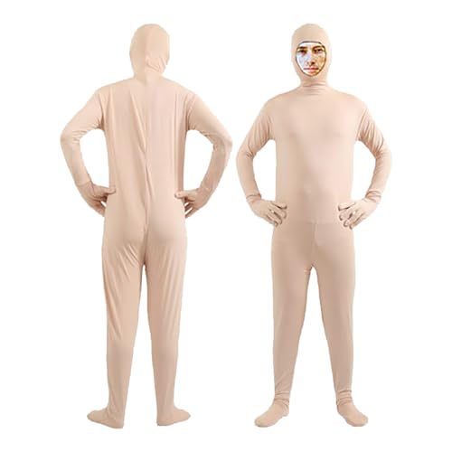 Ganzkörperanzug Damen Lustig, Ganzkörperanzug Damen Herren Unsichtbarer Ganzkörper Kostüm Bodysuit Unisex Zentai Suit Jumpsuit Open Face Faschingskostüme Einteilige Cosplay Overall Karneval Kostüm von Zannycn