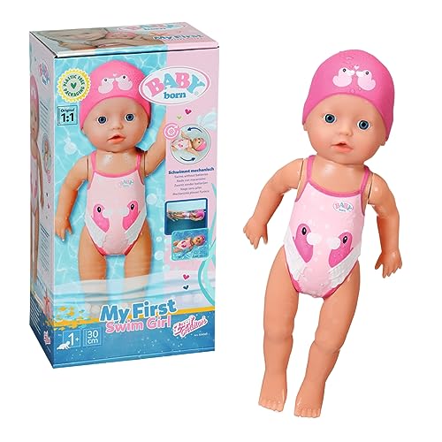 BABY bon My First Swim Girl, Aufzieh-Badepuppe, wasserfest, funktioniert ohne Batterien, 30 cm große Puppe, 834060 Zapf Creation von Zapf Creation