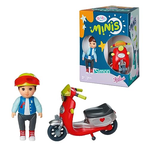 BABY born Minis Scooter-Spielset mit Minis-Puppe Simon mit Roller und Helm, 906118 Zapf Creation von BABY Born