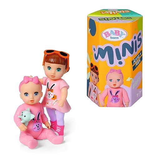 BABY born Minis Doppelpack mit Minis-Puppen Alex und Anna mit Farbwechseleffekt, Stickerbogen und Accessoires, 906033 Zapf Creation von BABY Born