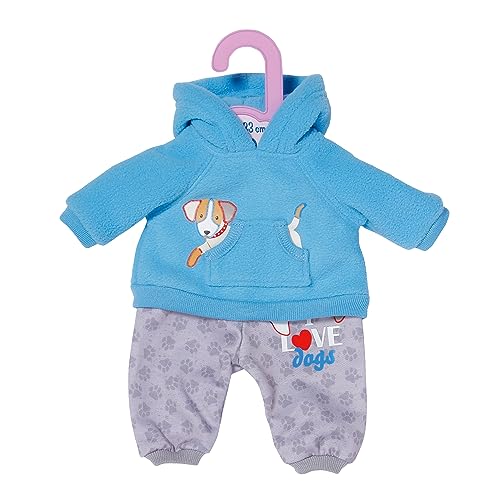 Dolly Moda, Puppenkleidung, Sport-Outfit Blau Hund 30cm, Kapuzenpulli mit Hose, 871577, Zapf Creation, Einfarbig, Mehrfarbig von Dolly Moda