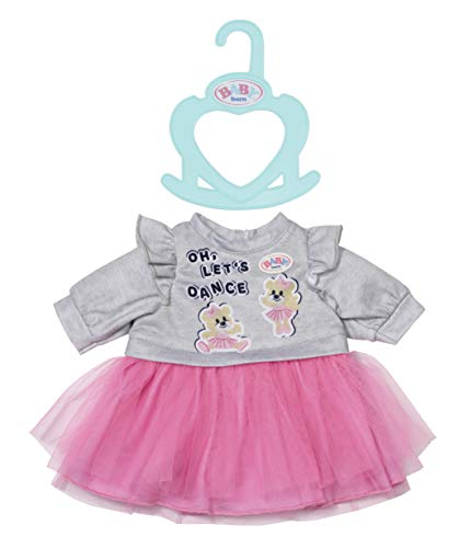 Zapf Creation 830567 BABY born Little Kleider rosa 36 cm - rosa Puppenkleid mit Tüll-Rock und grauem Pullover von Zapf Creation