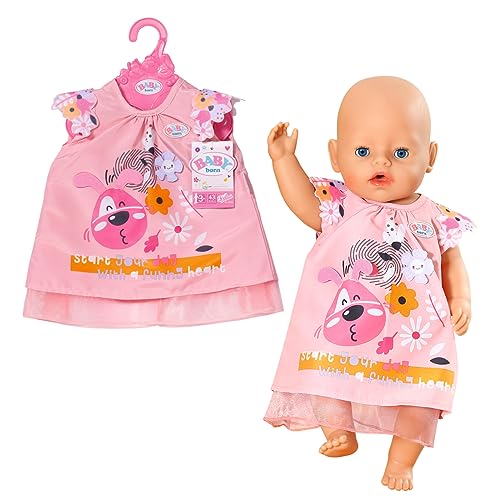 Zapf Creation 833612 BABY born Kleid Hund 43cm - hellrosa Puppenkleid mit blumigen Ärmeln und Hundemotiv inkl. Kleiderbügel., 469 Stück von Zapf Creation