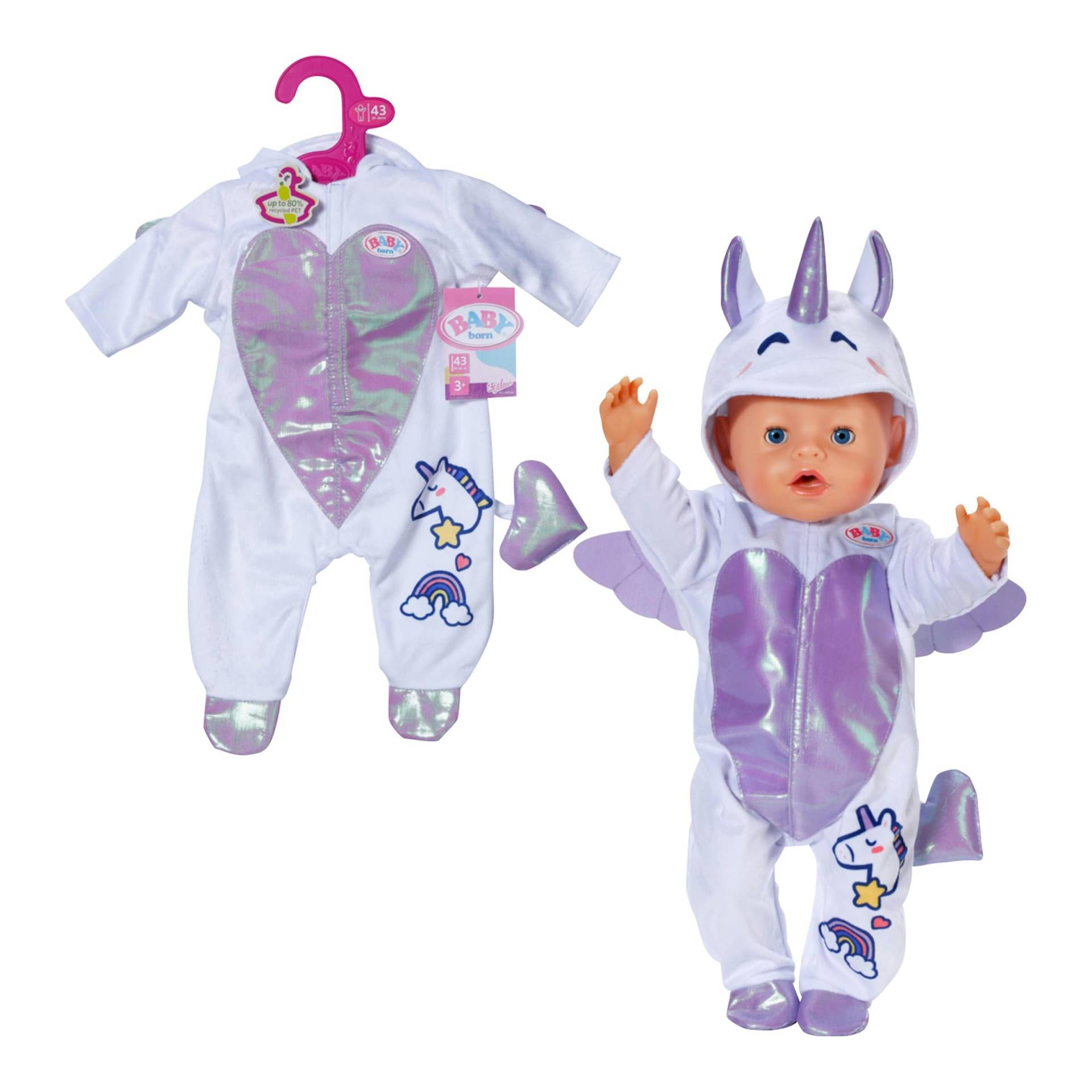 Zapf Creation Baby Born Puppen Outfit Einhorn Strampler 43cm von Zapf Creation