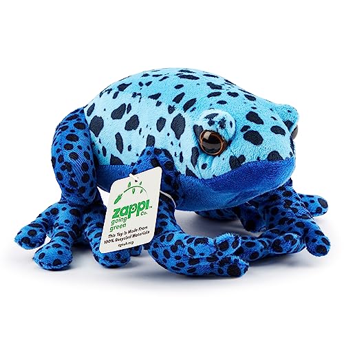 Zappi Co 100% Recycled Plush Poison Dart Frog Blue Toy (15cm Length) Stuffed Soft Cuddly Eco Friendly Animals Collection for New Born Child First Kid von Zappi Co