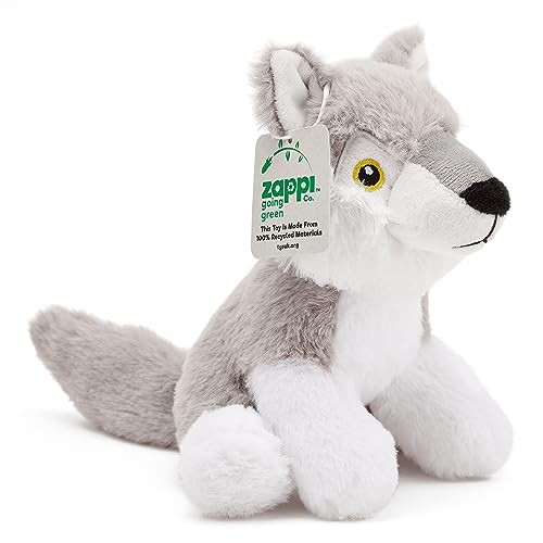 Zappi Co 100% Recycled Plush Wolf Toy (22 cm Length) Stuffed Soft Cuddly Eco Friendly Animals Collection for New Born Child First Kid von Zappi Co