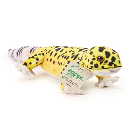 Zappi Co 100 % recyceltes Plüsch-Leoparden-Gecko-Spielzeug (48 cm Länge), gefüllt, weich, kuschelig, umweltfreundlich, für Neugeborene von Zappi Co