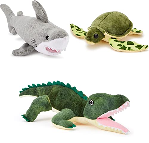 Zappi Co Kinder Kuschelweiches Plüschtier - Perfekte kuschelige Spielgefährten für Kinder Geburtstage und besondere Anlässe(12-15cm) (Krokodil + Schildkröte + Hai) von Zappi Co