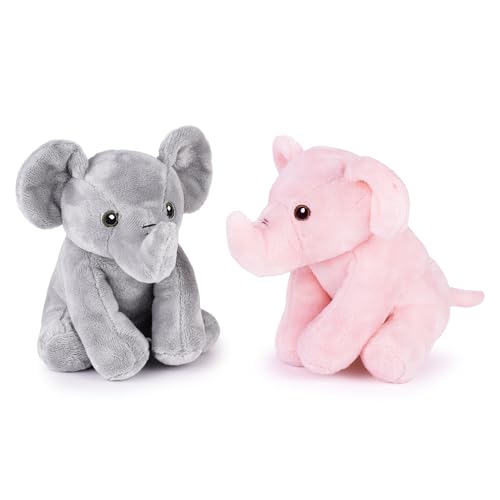 Zappi Co Elefanten-Set Plüschtiere Rosa + Grau (15cm) Rüssel-Duo - Weich, Kuschelig, 100% Recycelt - Perfektes Paar von Zappi Co