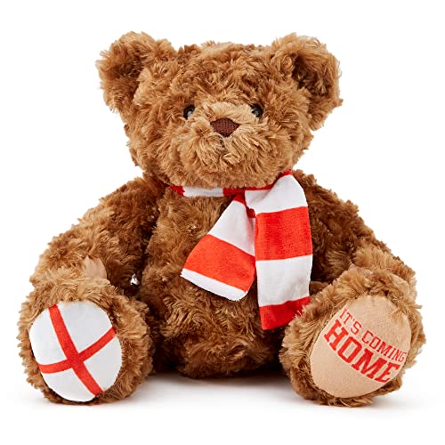 Zappi Co England World Cup It's Coming Home Classic Teddy Bear (28-30 cm) st George's Cross Football FC braun weich traditionelles Kuscheltier von Zappi Co