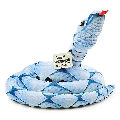 Zappi Co Kinder Gefülltes Weiches Kuscheliges Plüsch-Schlangenspielzeug - Teil der Safari-Tierkollektion, perfekt für Kinder (180 cm Länge) (Blauer Schönheitsschlangen) von Zappi Co