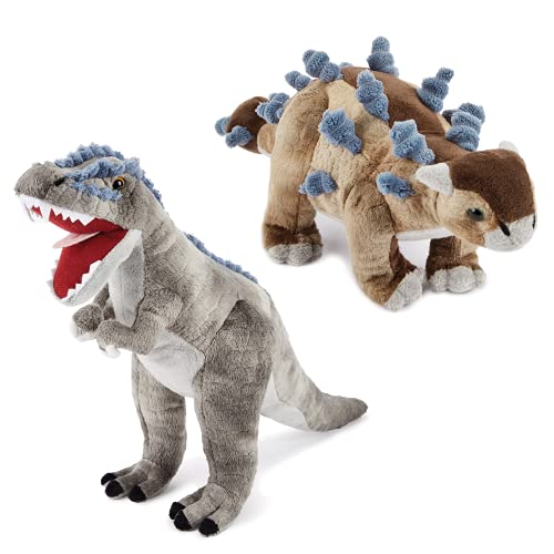 Zappi Co Plüsch Kinder Kuscheltier Weiches Kuschel Plüschtier - Teil der Safari-Tiere-Kollektion, Perfekt für Kinder(30cm)(T-Rex + Ankylosaurus) von Zappi Co