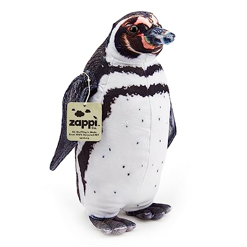 Zappi Co Kinder's Weiches Kuscheliges Plüschtier - Perfekte weiche Spielgefährten für Kinder im bedruckten Stil (30cm Höhe) (Humboldt-Pinguin) von Zappi Co