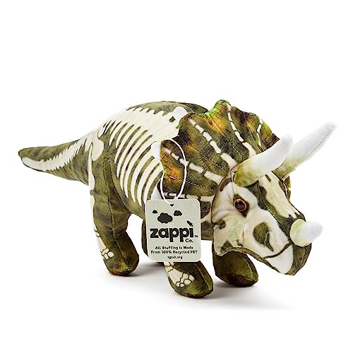 Zappi Co Kinder's Weiches Kuscheliges Plüschtier - Perfekte weiche Spielgefährten für Kinder im bedruckten Stil (38cm Länge) (Triceratops Dinosaurier) von Zappi Co