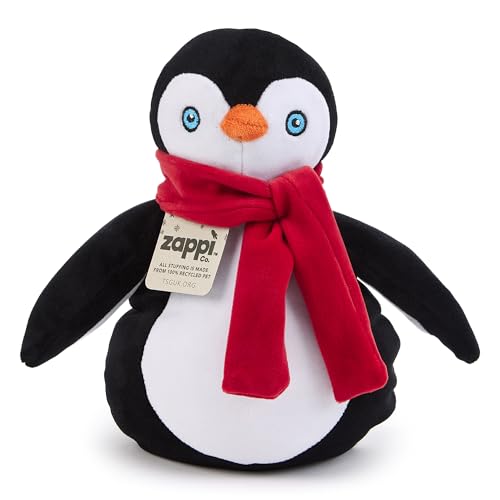 Zappi Co Pinguin Plüschspielzeug – Weiche und kuschelige Weihnachts-Pinguin-Dekoration (25 cm Höhe), perfekt für Festliche Dekoration, kleine Geschenkidee von Zappi Co