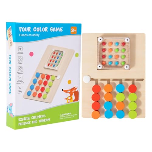 Zasdvn Farblich passendes Holzpuzzle, farblich passendes Schiebepuzzle - Wood Brain Teasers Logik-Brettspiel - Vierfarbige Bewegung Feinmotorik Lernspielzeug Tischbrettspiel von Zasdvn