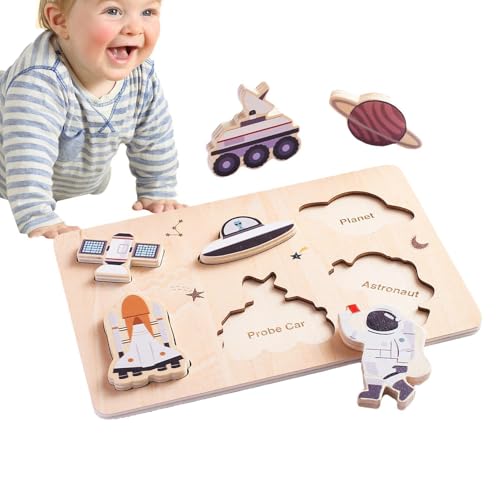 Zasdvn Holz-Tierform-Puzzle, Holz-Tier-Puzzle-Set, Holzmuster-Blöcke-Set, Holz-Astronauten-Puzzle-Set für Kinder, Lernspielzeug von Zasdvn