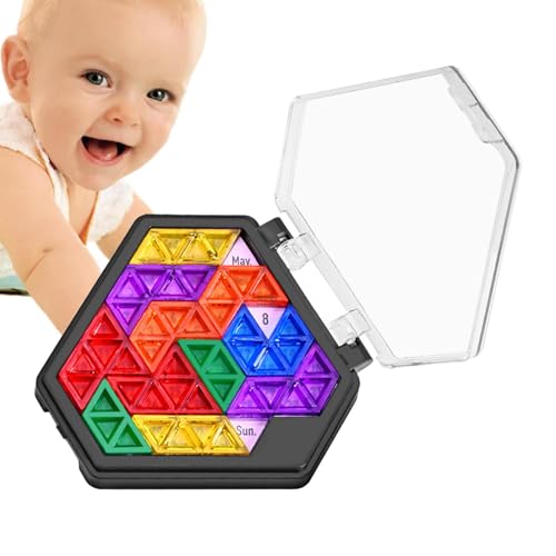 Zasdvn Kinder blockiert Puzzle-Spielzeug, Sechseck-Puzzle für Kinder | Challenge Shape Pattern Blocks Puzzle Tageskalender | Denksportaufgaben, geometrisches Tangram-Spielzeug, lehrreich für von Zasdvn