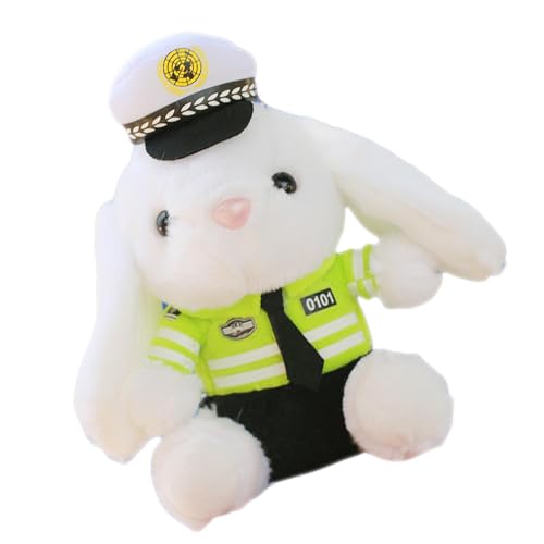 Zasdvn Polizist Bunny Stofftier Motorrad Polizist Kaninchen Puppen Niedliche Cartoon Kofferraum Ornament Auto Schwanz Anhänger Plüsch für Auto Motorrad Dekoration von Zasdvn