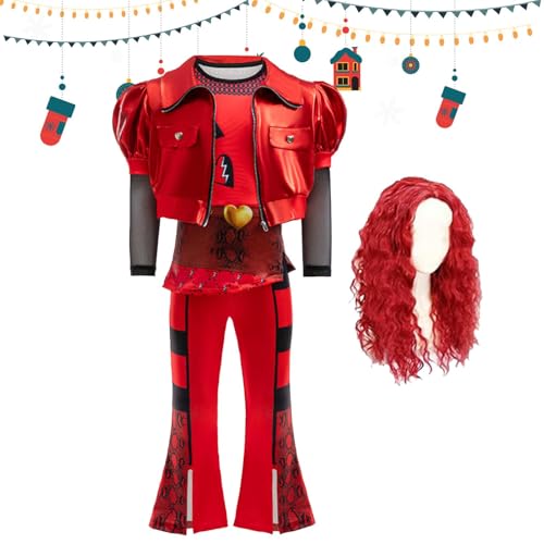 Zasdvn Rotes Kostüm, Halloween-Kostüme, Prinzessinnenkostüm für Königin Fasching, modisches waschbares Outfit-Set, Kinderkostüme, Prinzessinnenkostüm, Verkleidung Outfit, Dress Up Outfit von Zasdvn