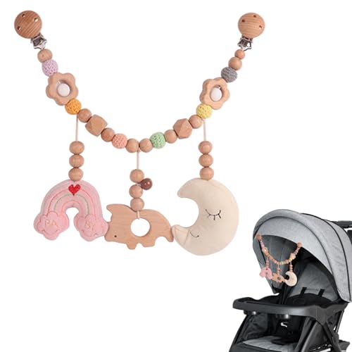 Zasjon Kinderwagenkette Holz Baby, Kinderwagen Kette für Babys, Kinderwagenspielzeug Mädchen Junge, Kinderwagen Zubehör Kinderwagenkette für Babys und Kleinkinder ab 0+ Monaten von Zasjon