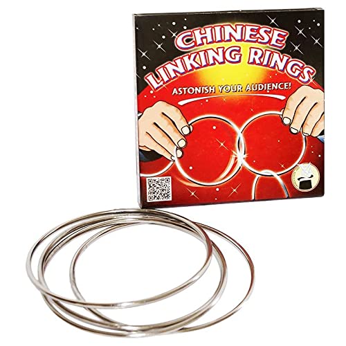 Chinese Linking Rings - Das Wunder der verketteten Ringe | Zaubertricks mit deutschsprachiger Anleitung | Set aus 4 Ringen zum Zaubern - 13cm Durchmesser | Ringverkettung Zaubertrick Zauber-Artikel von ProTriXX