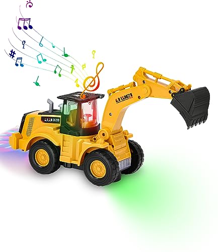 Zawaer Bagger Spielzeug, Baustellenfahrzeuge Kinder, Bagger Mit Sound Automatisches Gehen Bagger Mit Sound Und Licht Fahrzeug Baustellenfahrzeuge, Auto Kinderspielzeug, Bagger Spielzeug Ab 3 Jahre. von Zawaer