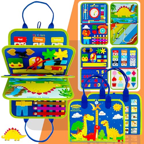 Zaztytoy Busy Board Montessori Spielzeug für Kleinkinder 1-4 Jahre, Multifunktionales Activity Board und Motorikspielzeug, Baby Lernbrett, Geschenk für Jungen, Ideal für Reisen im Auto oder Flugzeug von Zaztytoy