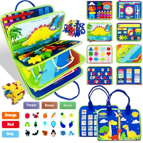 Zaztytoy Busy Board Montessori Spielzeug für Kleinkinder 1-4 Jahre, Multifunktionales Activity Board und Motorikspielzeug, Baby Lernbrett, Geschenk für Jungen, Ideal für Reisen im Auto oder Flugzeug von Zaztytoy