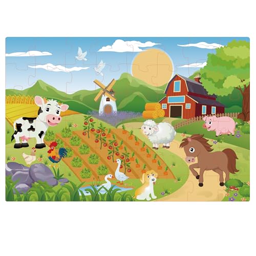 Bauernhof Tier Boden Puzzle für Kinder, 48 Puzzlestücke für Kinder im Alter von 3-5 Jahren, Vorschule Bildungsspielzeug Geschenke für Kinder im Alter von 4-8 Jahren von ZazzyKid