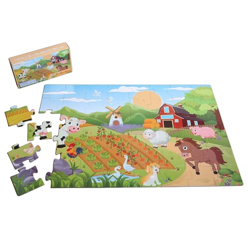 Bauernhof Tier Boden Puzzle für Kinder, 48 Puzzlestücke für Kinder im Alter von 3-5 Jahren, Vorschule Bildungsspielzeug Geschenke für Kinder im Alter von 4-8 Jahren von ZazzyKid