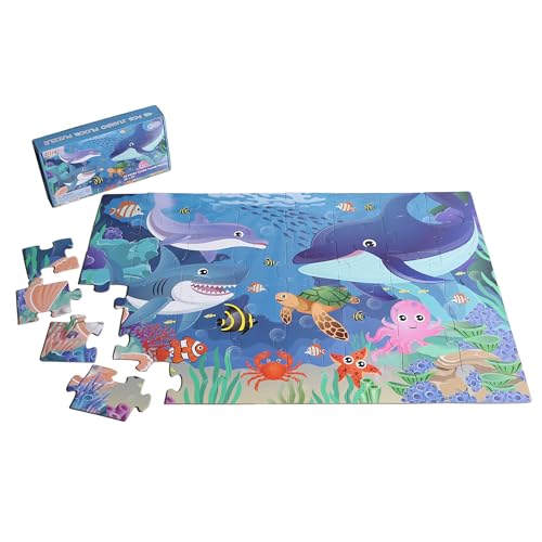 Unterwasser Ozean Boden Puzzle für Kinder, 48 Puzzlestücke für Kinder im Alter von 3-5 Jahren, Vorschule Lernspielzeug für Kleinkinder und Geschenke für Kinder im Alter von 4-8 Jahren von ZazzyKid