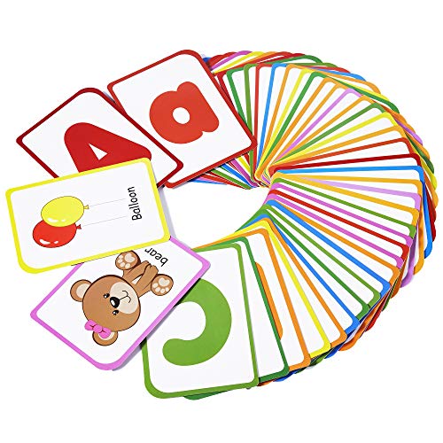 ABC Buchstaben Karten für Kinder - Spielzeug ab 2 Jahre, 52 Englisch Alphabet Lernkarten Lernspielzeug für Baby, Letters Lernen Flash Cards Montessori Spiel von ZazzyKid