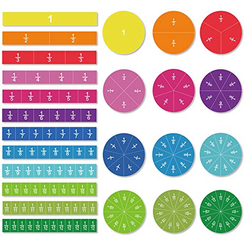 ZazzyKid Magnetische Bruchrechnen Material, 156 Stück, 12 farbcodiert, Mathe Grundschule Material von ZazzyKid