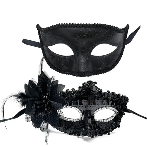 ZbFwmx Maskerade-Maske, Paar-Set, Kostümmaske für Damen, Herren, Maskerade-Maske für Damen, Halloween-Kostüm, Maske, Party, Maskenball von ZbFwmx