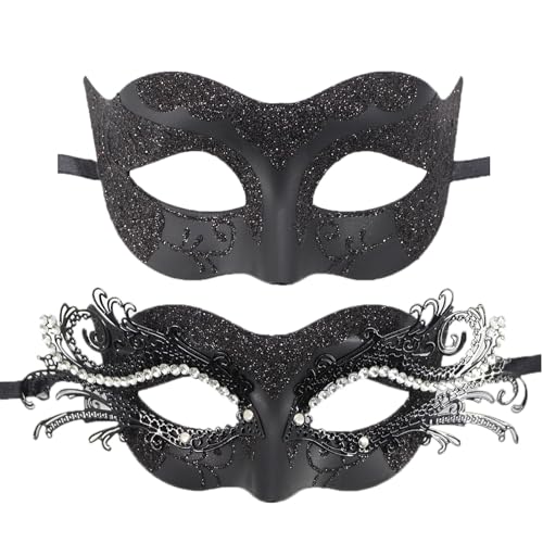 ZbFwmx Paar Maskerade Maske Set Maskerade Maske für Frauen Schwarz Kostüm Maske Cosplay Party Maskerade Ball, Schwarz, Schwarz, Schwarz, Middle von ZbFwmx