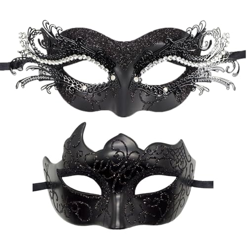 ZbFwmx Paar Maskerade Maske Set Maskerade Maske für Frauen Schwarz Kostüm Maske Cosplay Party Maskerade Ball, Schwarz-Schwarz, Schwarz, Middle von ZbFwmx