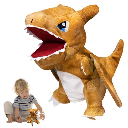 Zceplem Tierhandpuppen,Dinosaurierpuppen für Kinder - Weiche Dinosaurier-Fingerpuppen aus Plüsch - Kreatives realistisches ausgestopftes Handpuppen-Dinosaurierspielzeug für Kinder, Kleinkinder, von Zceplem