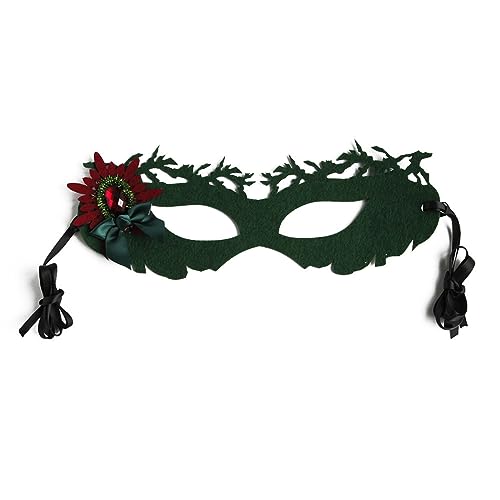 Zdprkqzvz Elegante grüne Maskerade mit Schleife und Strasssteinen für Weihnachtsfeier, stilvolles Halbgesichts-Forstthema von Zdprkqzvz